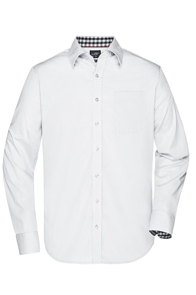 Men's Plain Shirt - White/black-white (ca. Pantone white
blackC)