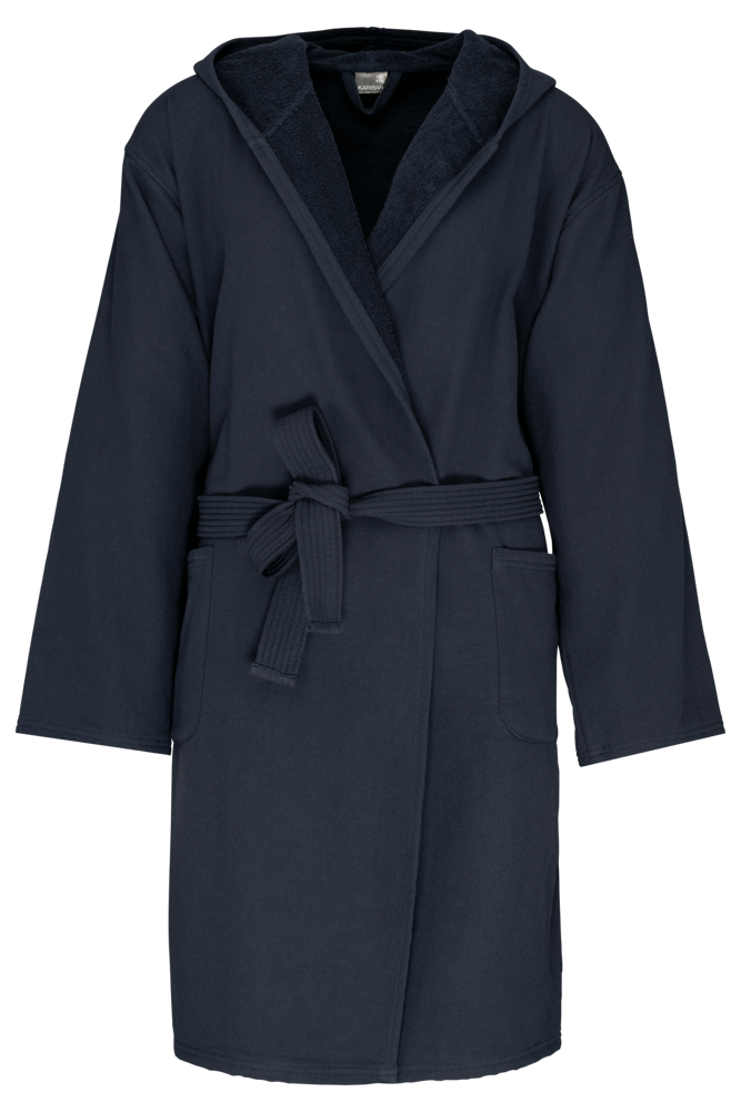K140 - Bademantel mit Kapuze Bio - navy