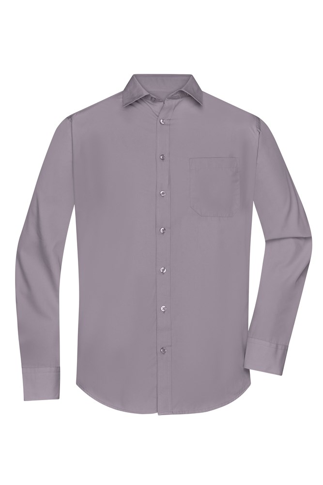 Men's Shirt Longsleeve Poplin - Steel (ca. Pantone 423U)