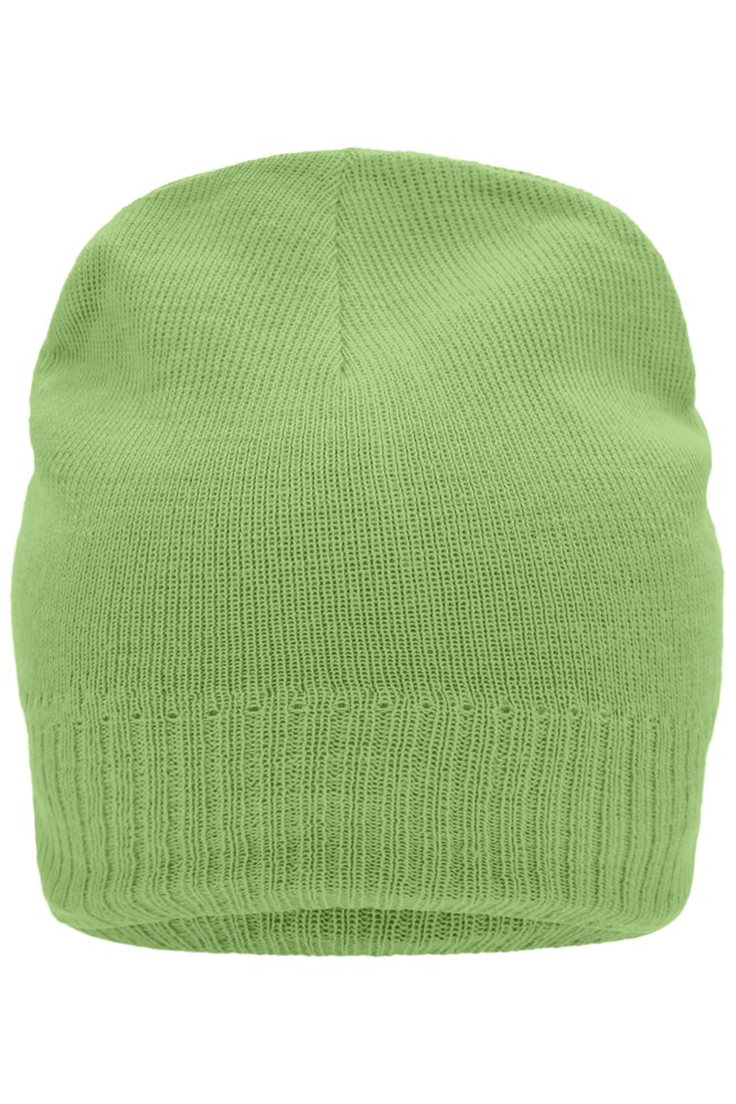 Knitted Beanie with Fleece Inset - Lime-green (ca. Pantone 360C)