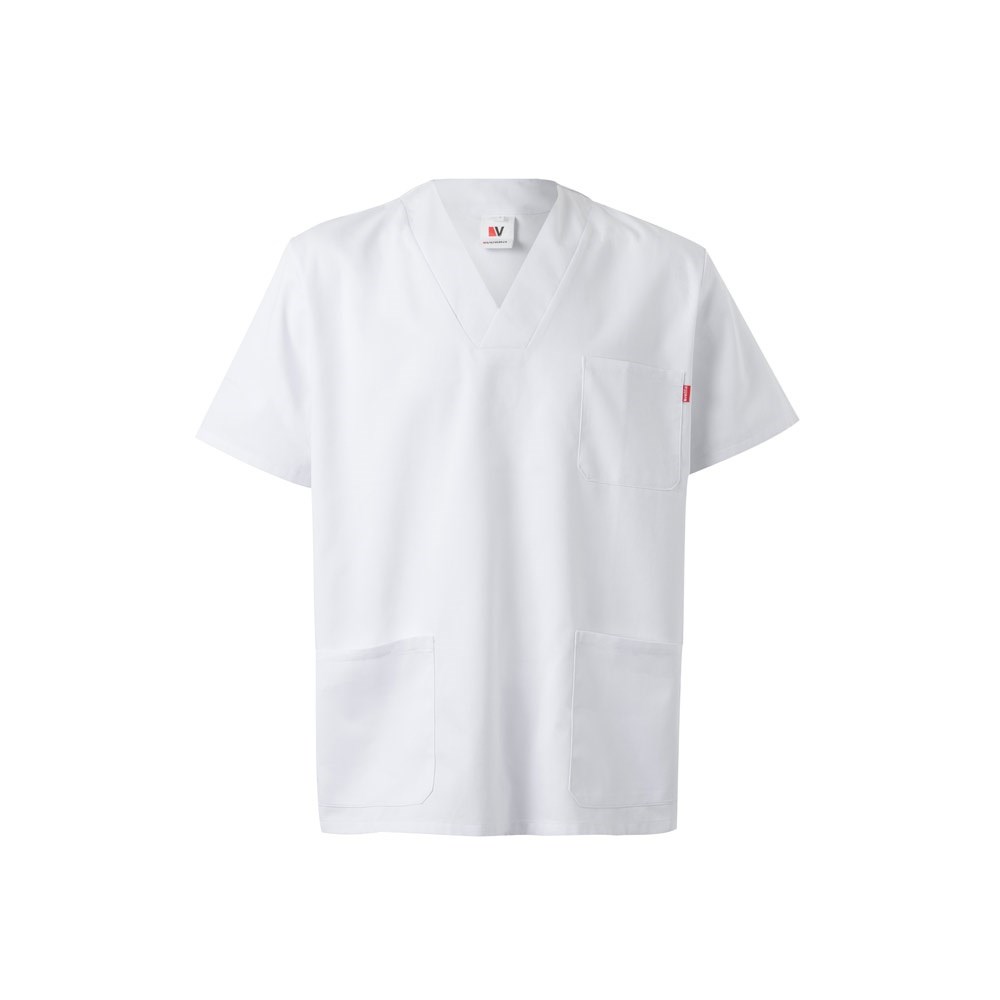 VL TLALOC. Tunika aus Twill (190g/m²) mit kurzen Ärmeln, aus Polyester (65%) und Baumwolle (35%) - Weiß