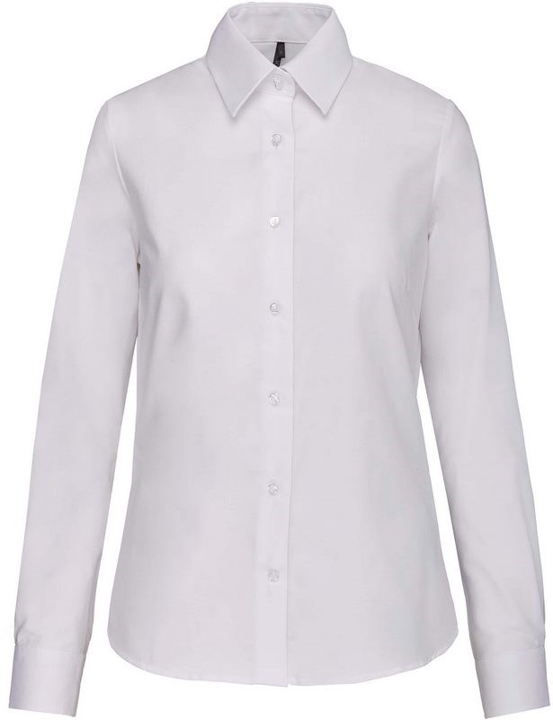 Kariban Damen Oxfordbluse Langarm - Weiß