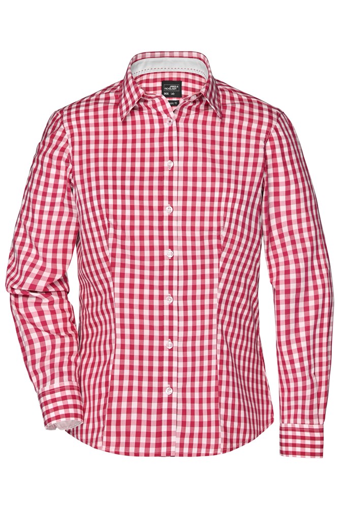 Ladies' Checked Blouse - Red/white (ca. Pantone 200C
white)