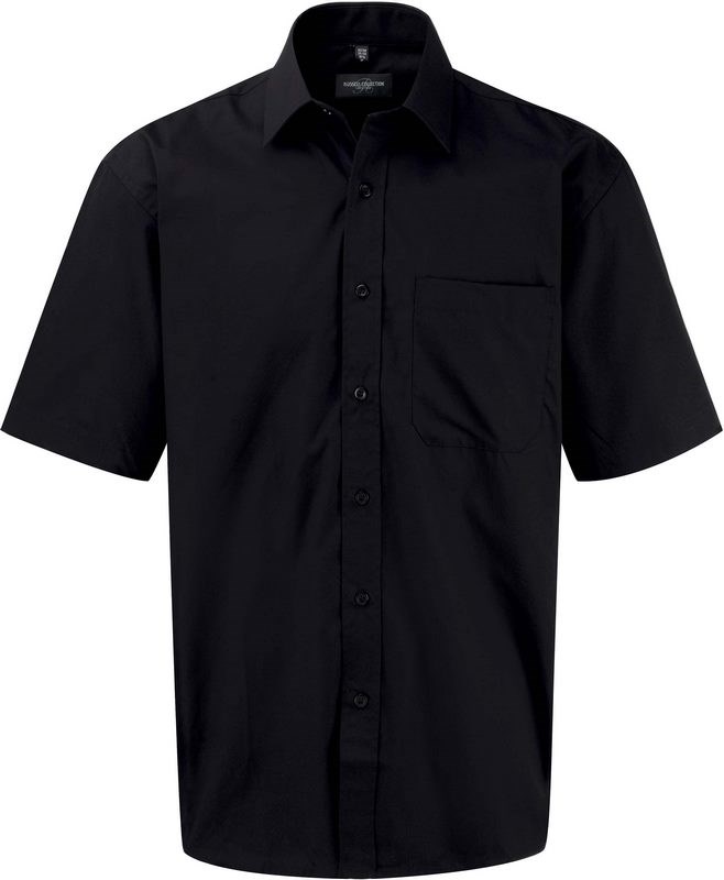 Russell Men's Ss Pure Cotton Easy Care Poplin Shirt - Schwarz