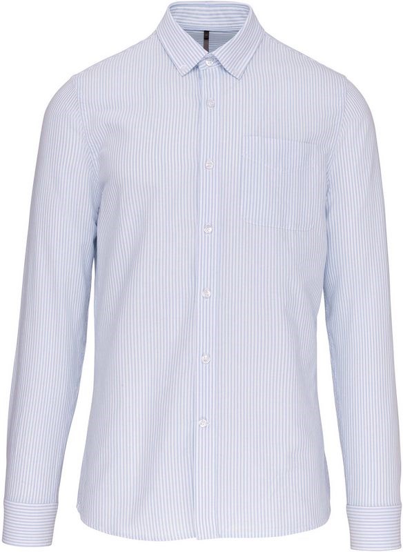 Kariban OXFORDHEMDLANGARM - Striped Weiß / Oxford Blau