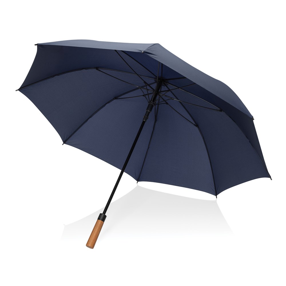 Tony Aware™ RPET 30" Schirm mit auto. Öffnung & Akaziengriff - navy blau (± PMS 4280C)