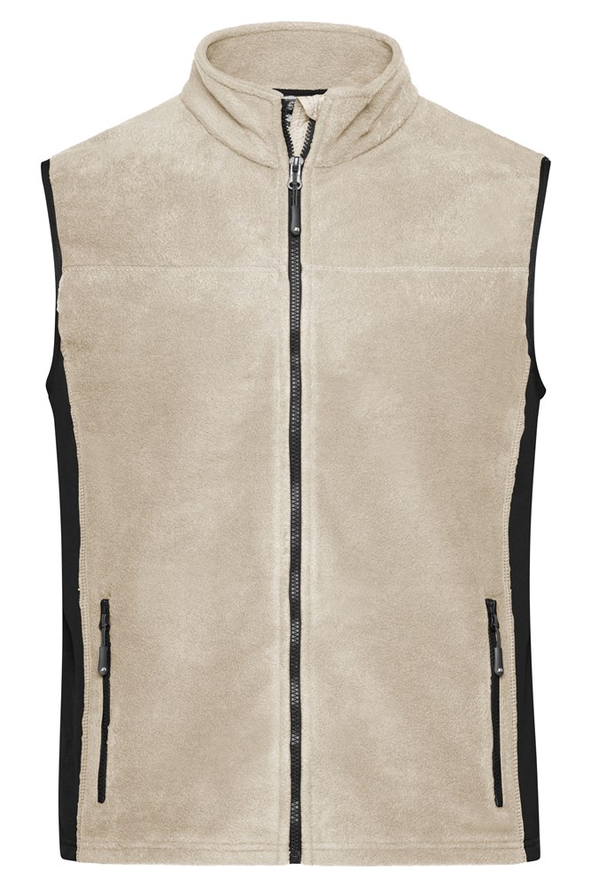 Men's Workwear Fleece Vest - STRONG - - Stone/black (ca. Pantone 7501C
blackC)