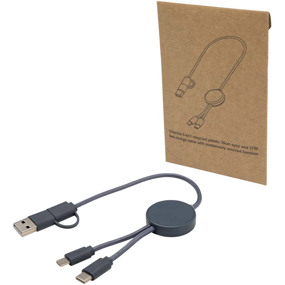 Citala 30 cm 5-in-1 Kabel aus recyceltem Kunststoff für Datenübertragung und 27W Schnellladung - hale blau