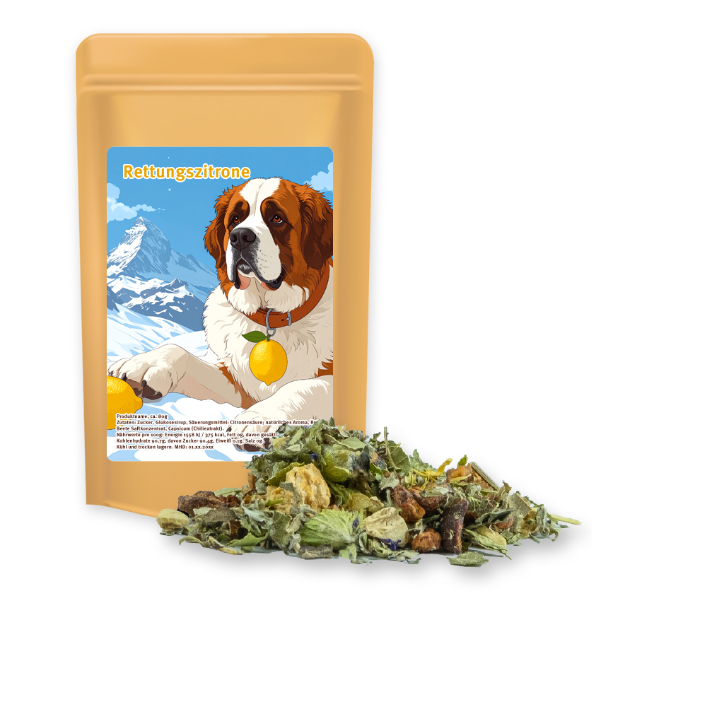 Kräutertee Bergtee & Zitrus, ca. 11g, Standbeutel Mini