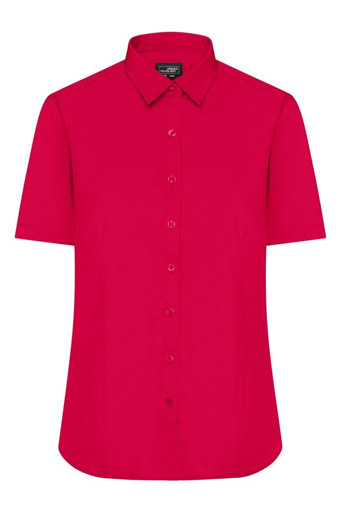 Ladies' Shirt Shortsleeve Poplin - Red (ca. Pantone 200C)