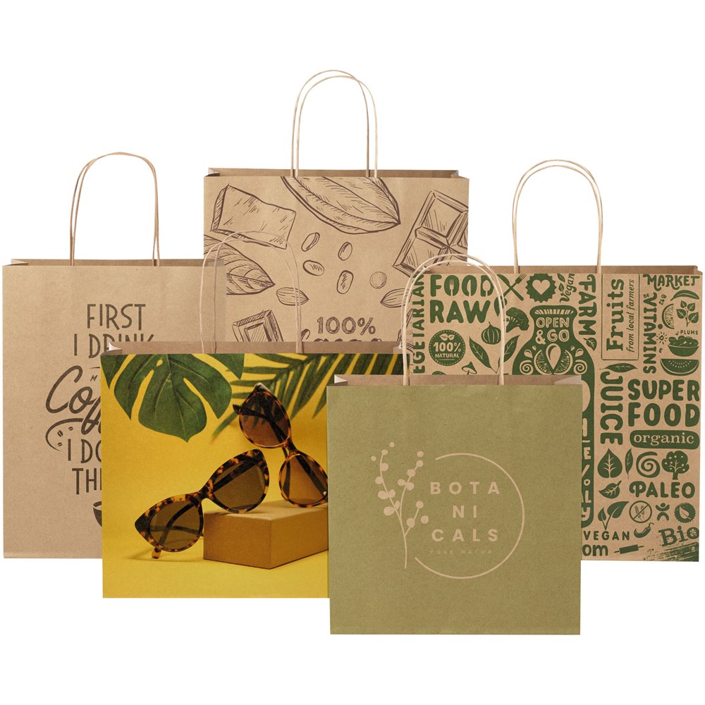 Kraftpapiertasche 120 g/m² mit gedrehten Griffen – mittel Kraftpapiertasche 120 g/m² mit gedrehten Griffen – mittel