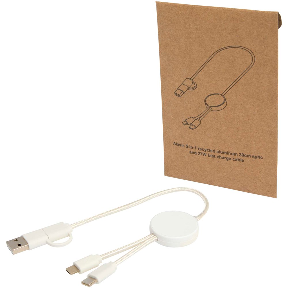 Citala 30 cm 5-in-1 Kabel aus recyceltem Kunststoff für Datenübertragung und 27W Schnellladung - weiss