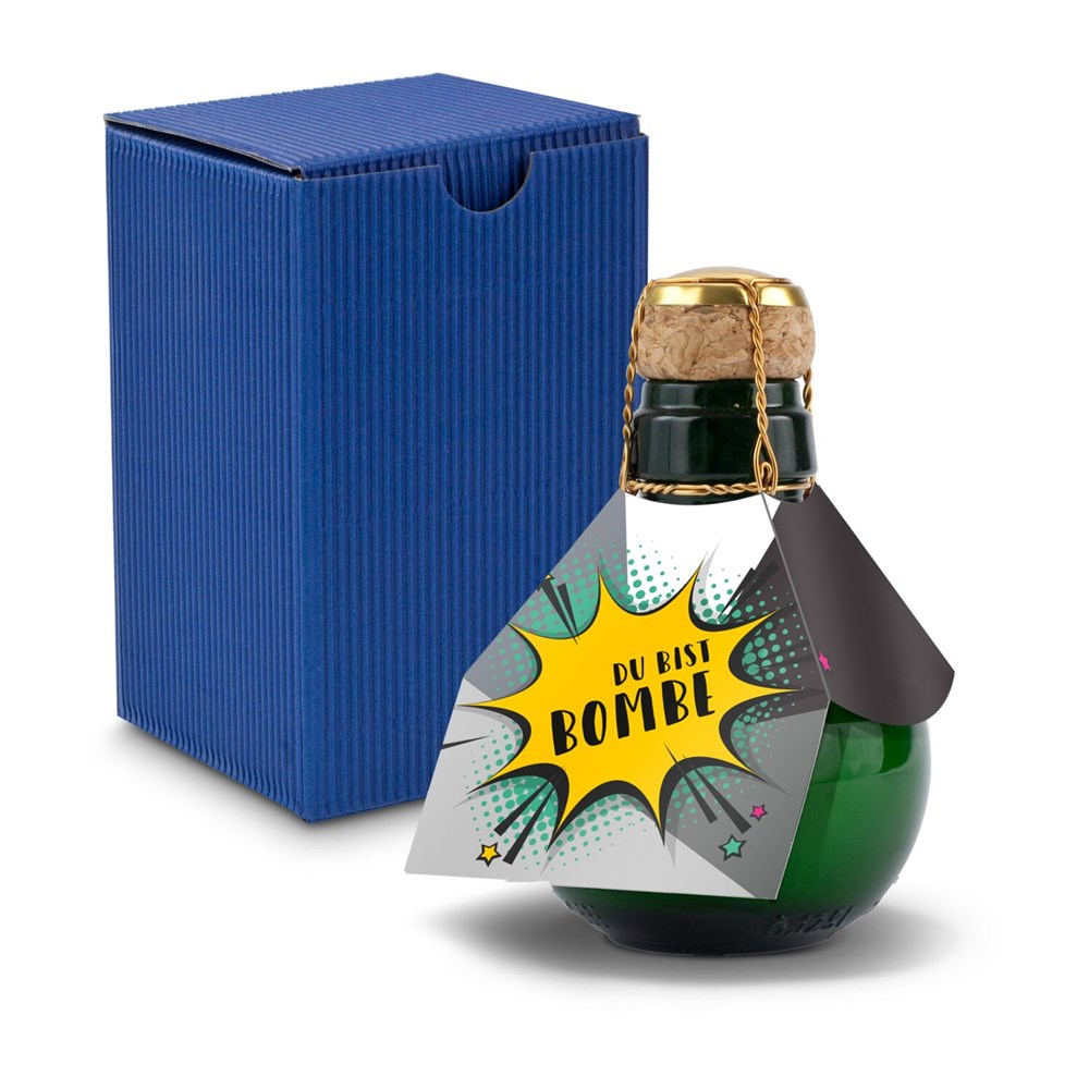 Kleinste Sektflasche der Welt! Du bist Bombe - Inklusive Geschenkkarton in Blau, 125 ml Kleinste Sektflasche der Welt! Du bist Bombe - Inklusive Geschenkkarton in Blau, 125 ml