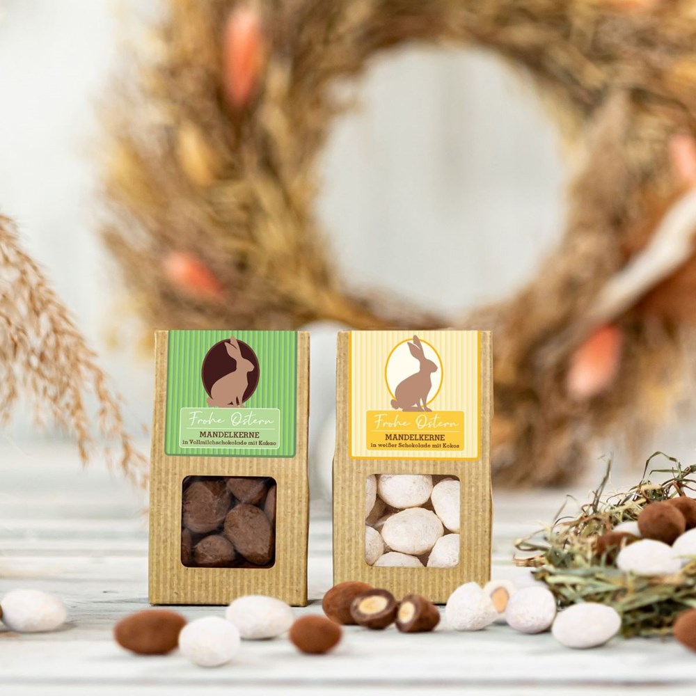 1 Faltschachteln und 1 Mini Faltschachtel im Baumwollsäckchen - Oster-Edition