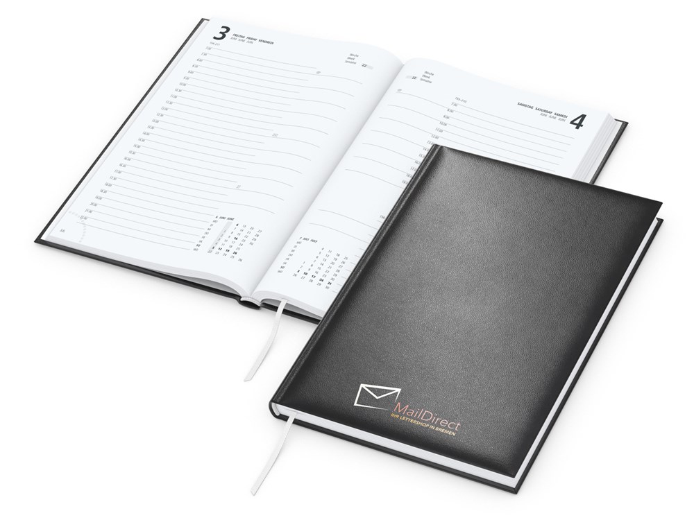 Buchkalender Basic Bestseller inkl. Siebdruck-Digital - Schwarz