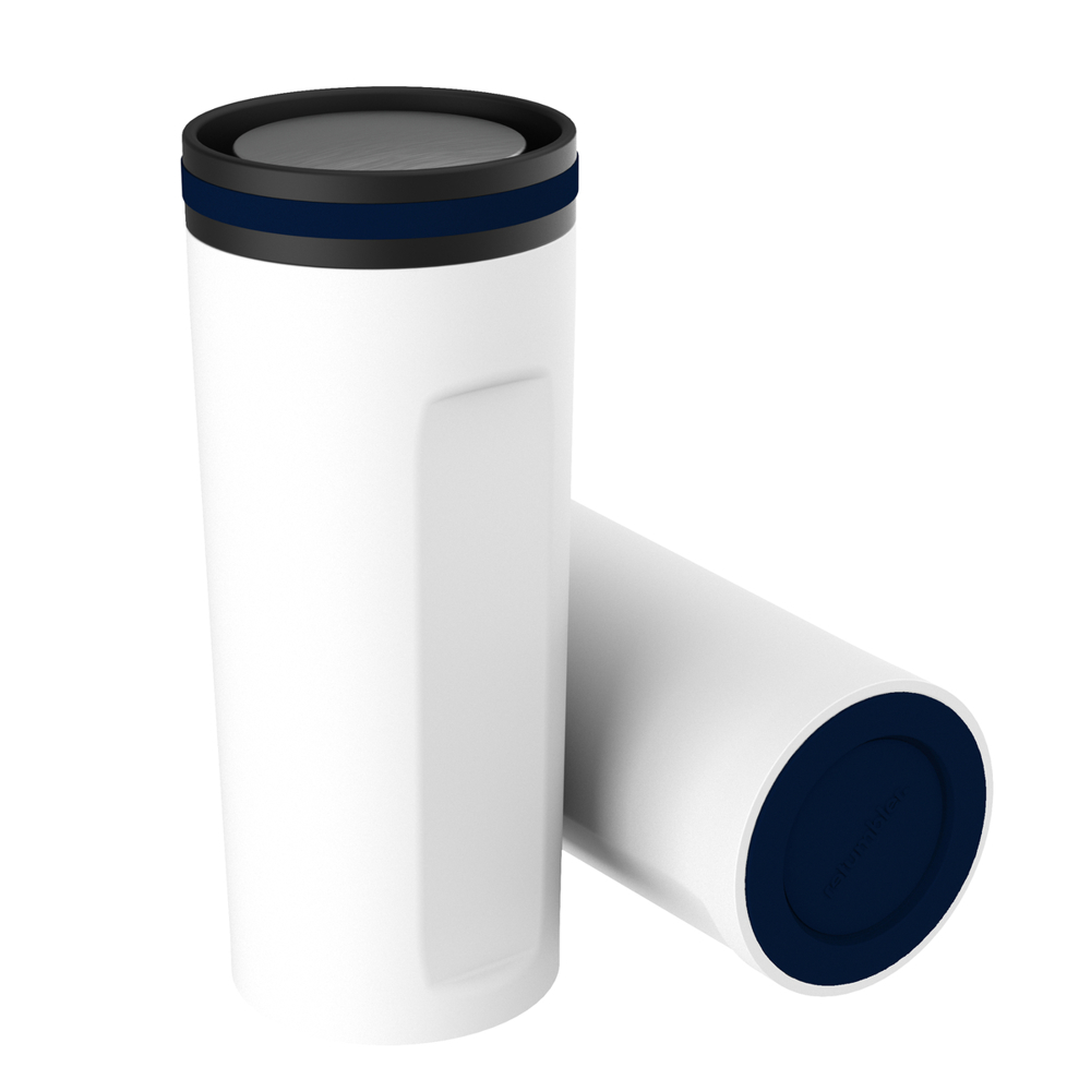 Thermobecher RETUMBLER-mySTEELONE - silber, weiß, marineblau