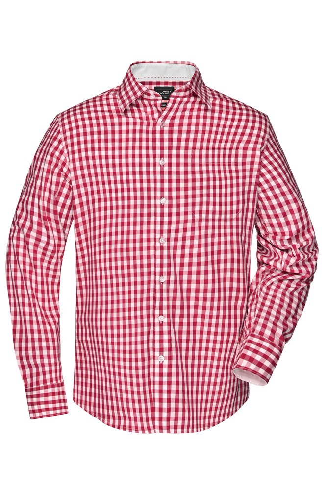 Men's Checked Shirt - Red/white (ca. Pantone 200C
white)