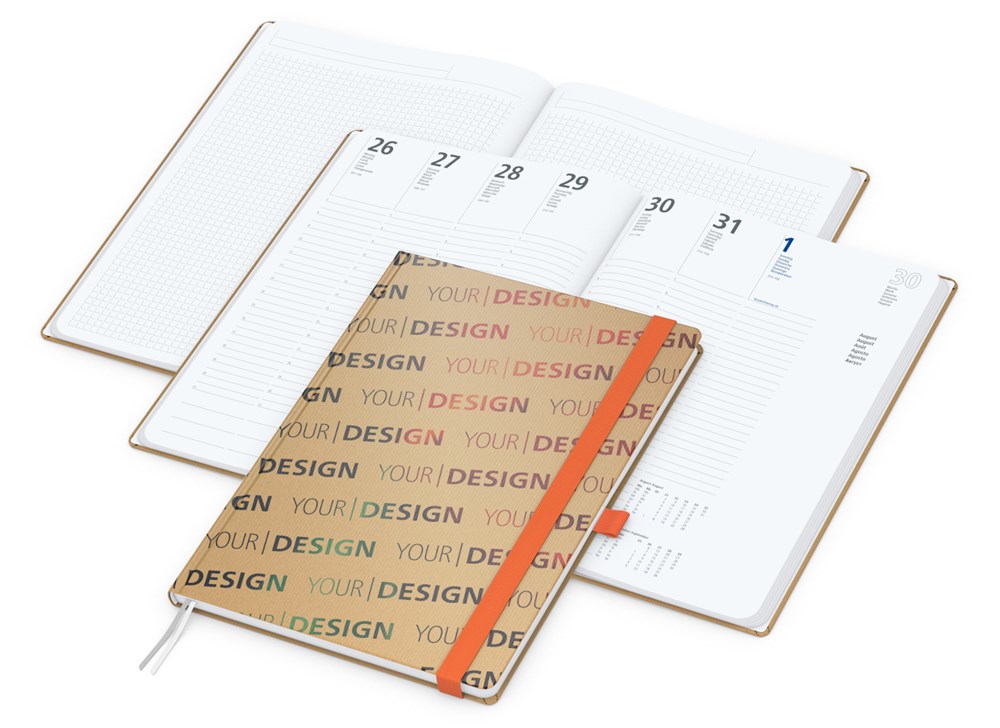 Wochenplaner Match-Hybrid White Bestseller, A4, Natura braun-individuell, orange Wochenplaner Match-Hybrid White Bestseller, A4, Natura braun-individuell, orange