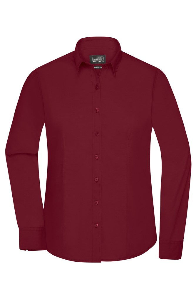 Ladies' Shirt Longsleeve Poplin - Wine (ca. Pantone 195C)