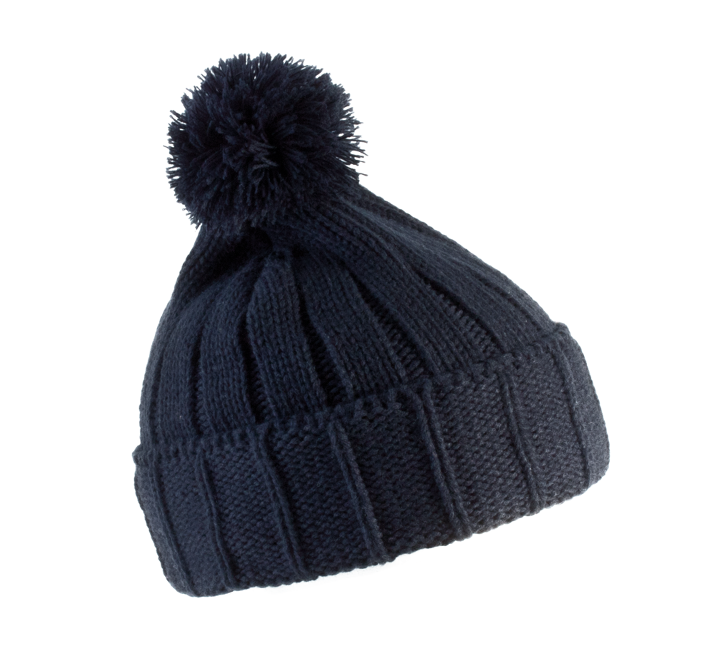 KP519 - Bommelmütze mit Umschlag. - Navy