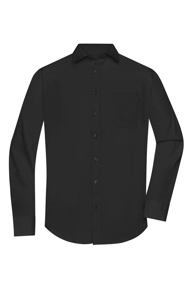 Men's Shirt Longsleeve Poplin - Black (ca. Pantone blackC)