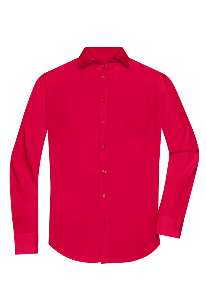 Men's Shirt Longsleeve Poplin - Red (ca. Pantone 200C)