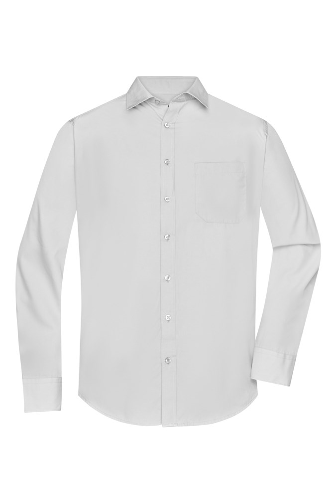 Men's Shirt Longsleeve Poplin - Light-grey (ca. Pantone 400C)