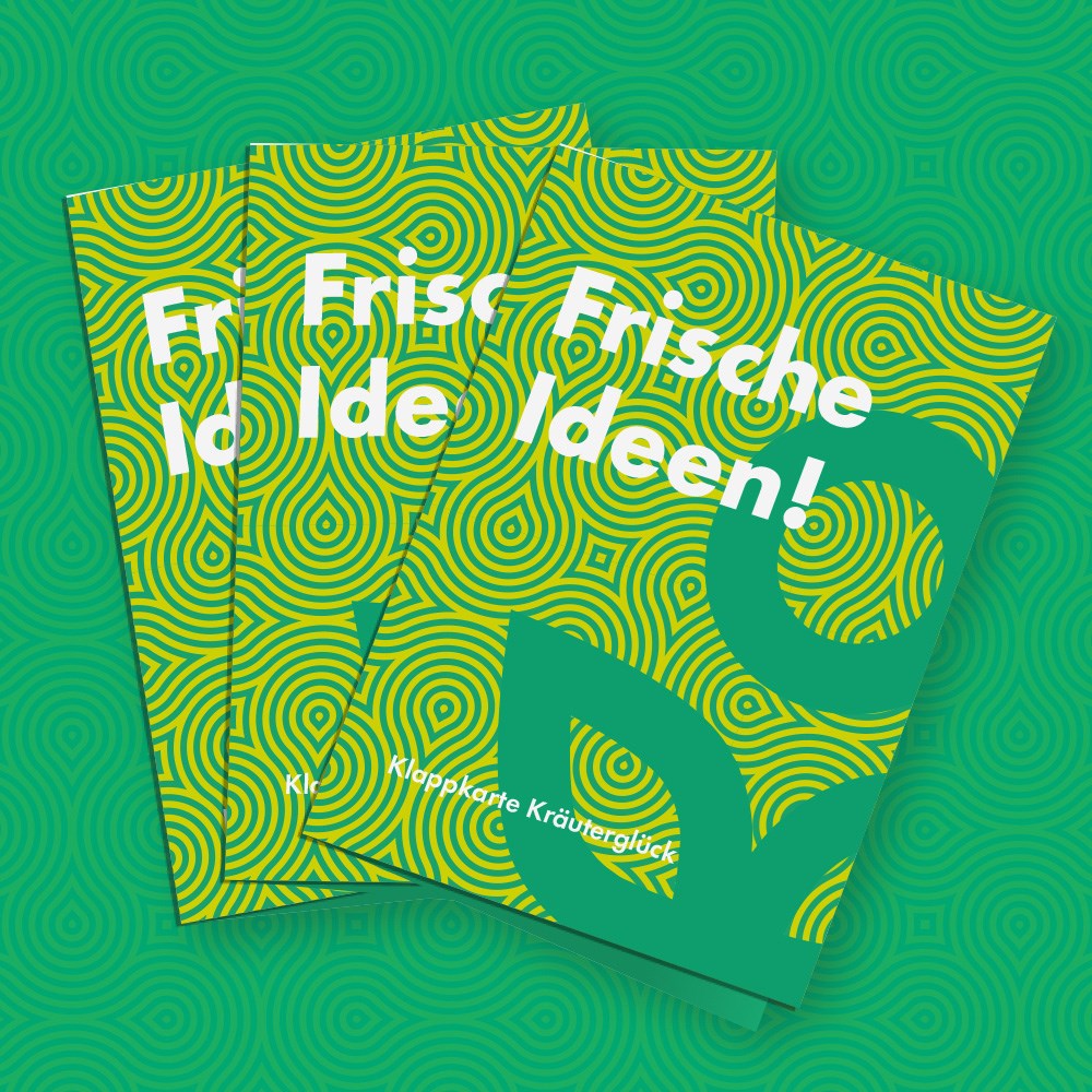 Klappkarte Kräuterglück mit Logo-Pflanzstick Klappkarte Kräuterglück mit Logo-Pflanzstick