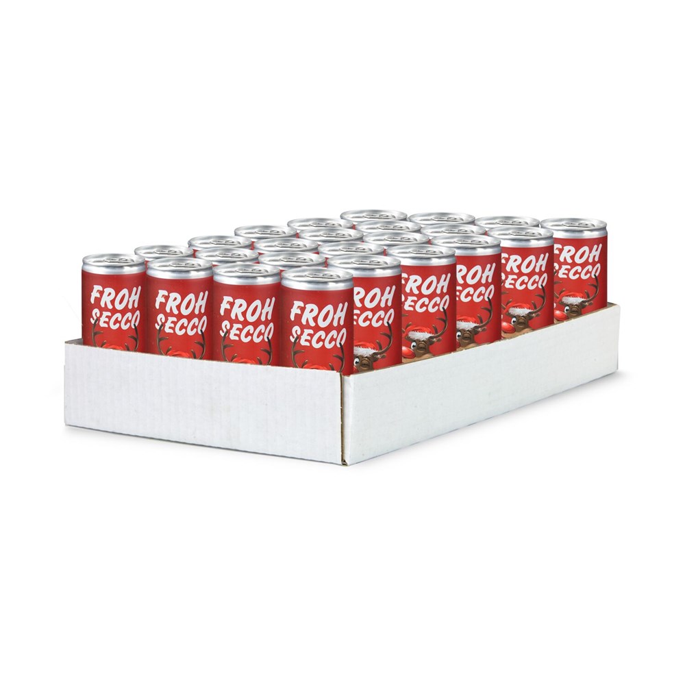 FROHSECCO Elch (rot) - 24 x Promo Secco 0,2 l, Slimlinedose FROHSECCO Elch (rot) - 24 x Promo Secco 0,2 l, Slimlinedose