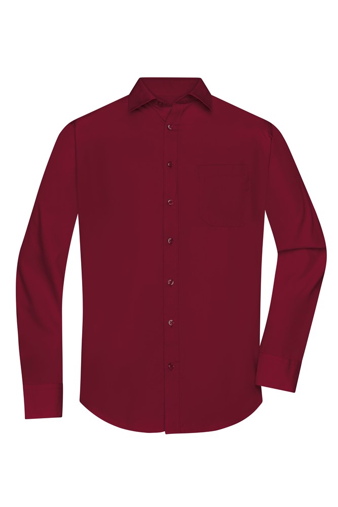 Men's Shirt Longsleeve Poplin - Wine (ca. Pantone 195C)