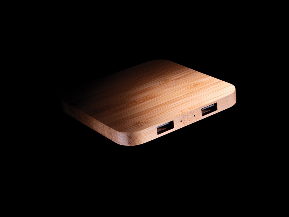 10W Wireless-Charger mit USB aus Bambus 10W Wireless-Charger mit USB aus Bambus