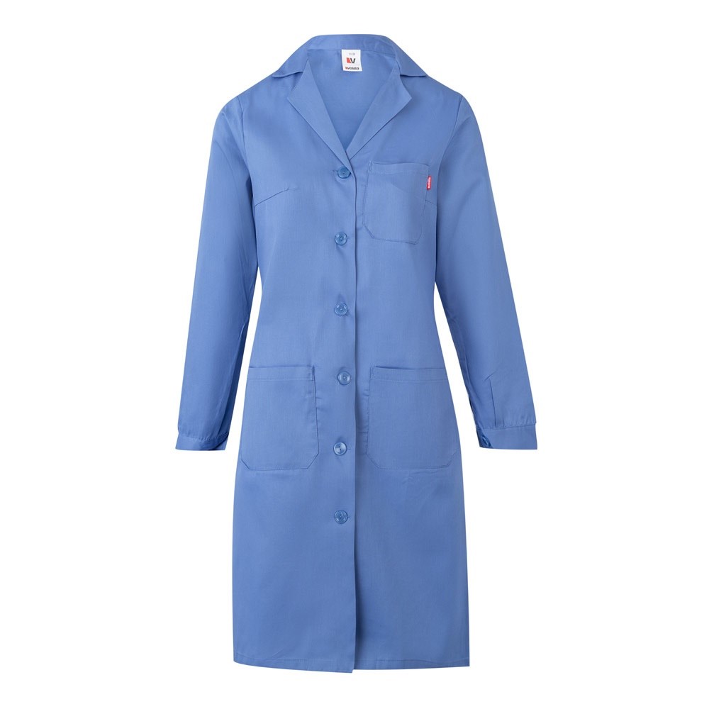 VL RAMA. Langärmeliger Kittel (175 g/m²), aus Baumwollköper (35 %) und Polyester (65 %) - Pastellblau