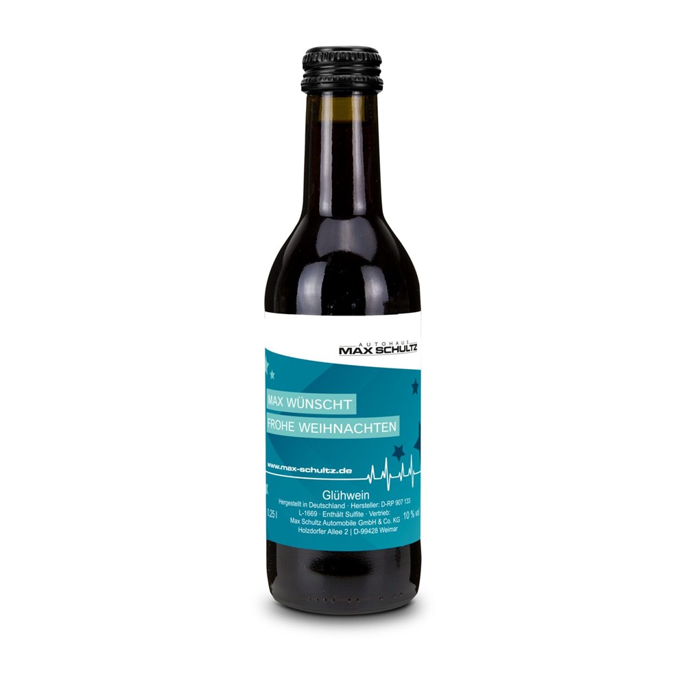 Glühwein - Flasche olivgrün, Schraubverschluss schwarz, 0,25 l Glühwein - Flasche olivgrün, Schraubverschluss schwarz, 0,25 l