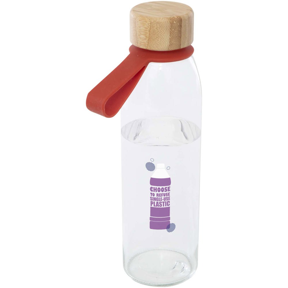 Porto 500 ml Glas-Flasche mit Silikongriff und Bambusdeckel Porto 500 ml Glas-Flasche mit Silikongriff und Bambusdeckel