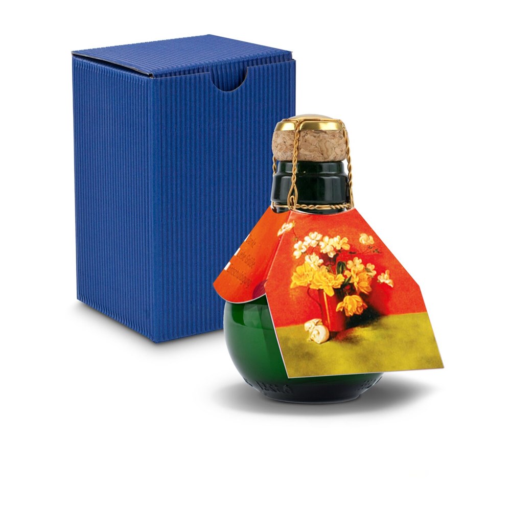 Kleinste Sektflasche der Welt! Blumengesteck - Inklusive Geschenkkarton in Blau, 125 ml Kleinste Sektflasche der Welt! Blumengesteck - Inklusive Geschenkkarton in Blau, 125 ml