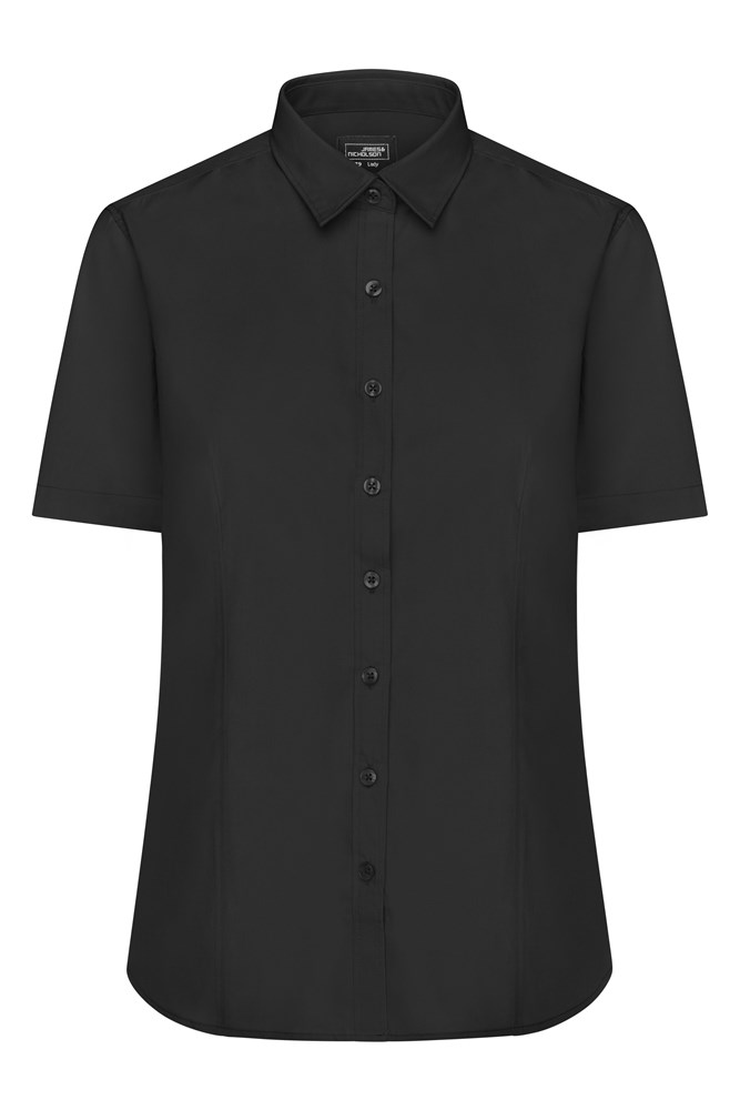 Ladies' Shirt Shortsleeve Poplin - Black (ca. Pantone blackC)
