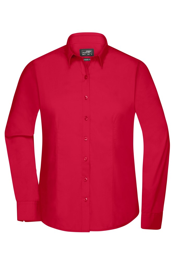 Ladies' Shirt Longsleeve Poplin - Red (ca. Pantone 200C)