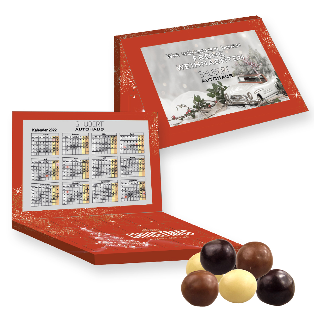 Knusperkugeln-Mix, ca. 50g, Express Adventskalender Mini mit Werbekarte