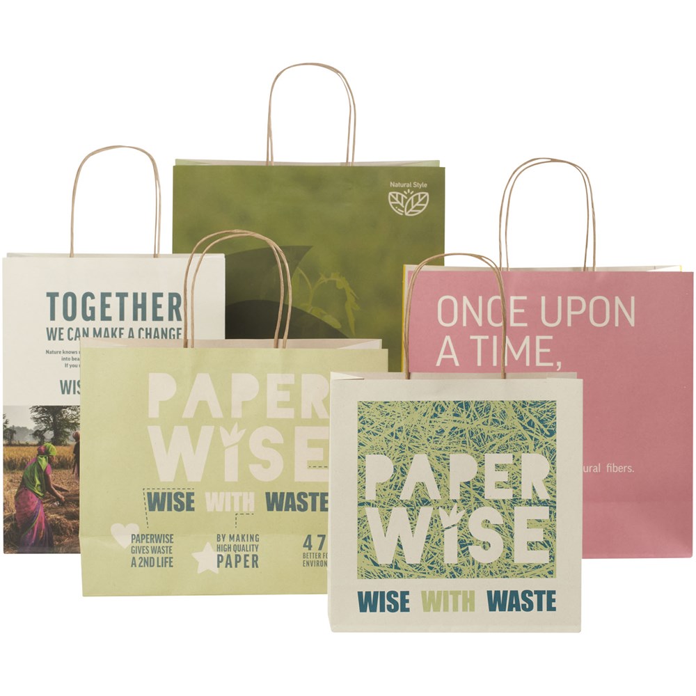 Papiertüte 150 /m² aus landwirtschaftlichen Reststoffen mit gedrehten Griffen – groß Papiertüte 150 /m² aus landwirtschaftlichen Reststoffen mit gedrehten Griffen – groß