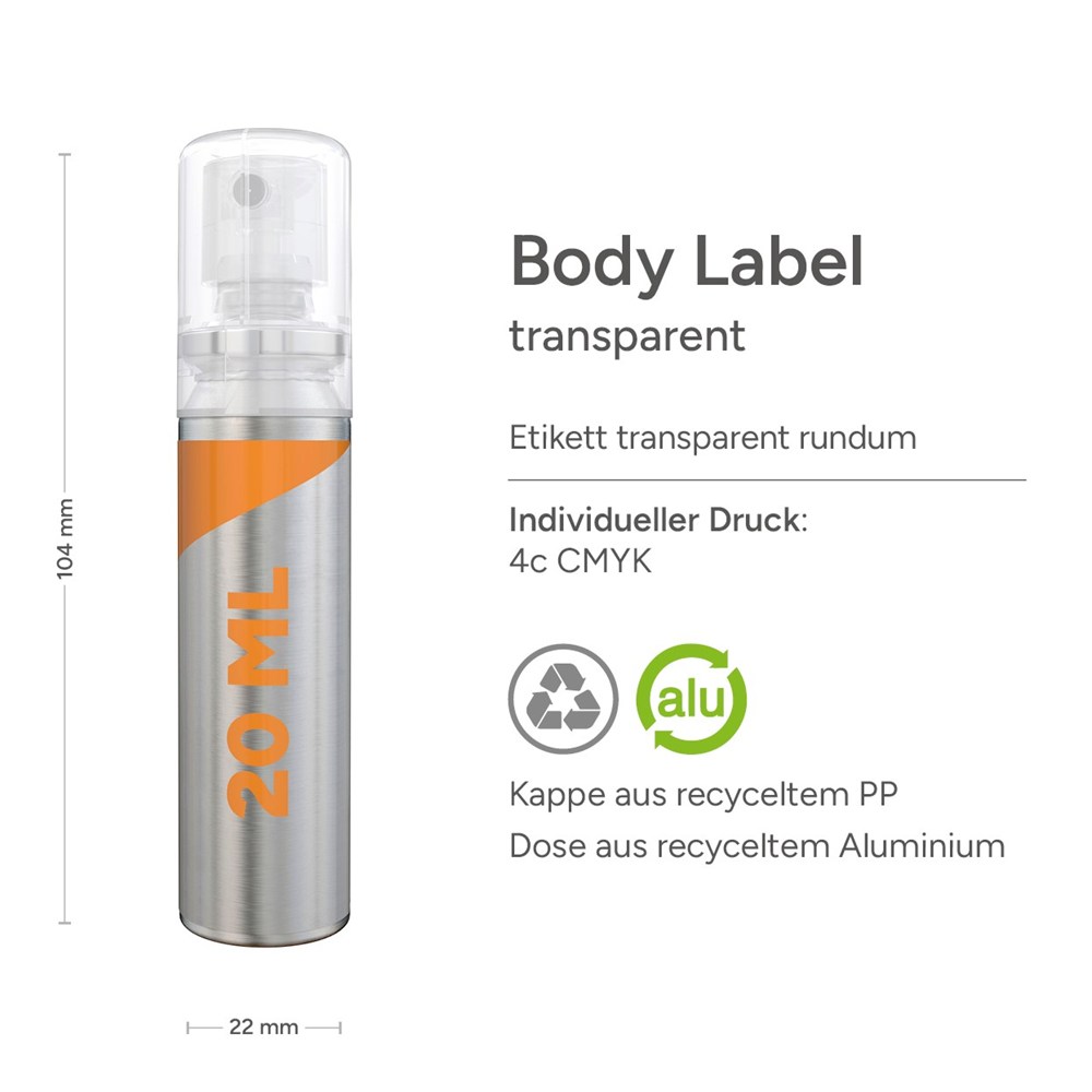 Insektenschutzspray (sensitiv), 20 ml, Body Label transparent