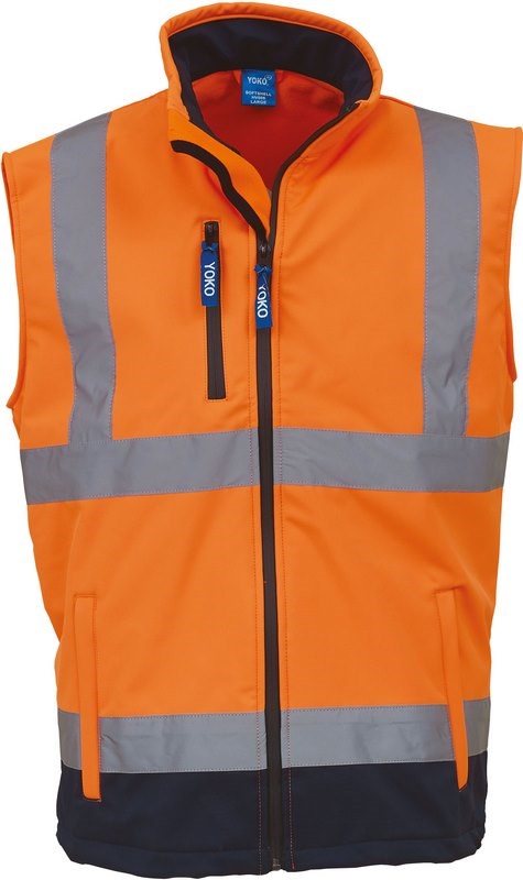 Yoko Hi-Vis Softshell Gilet - Hi Vis Orange / Marine