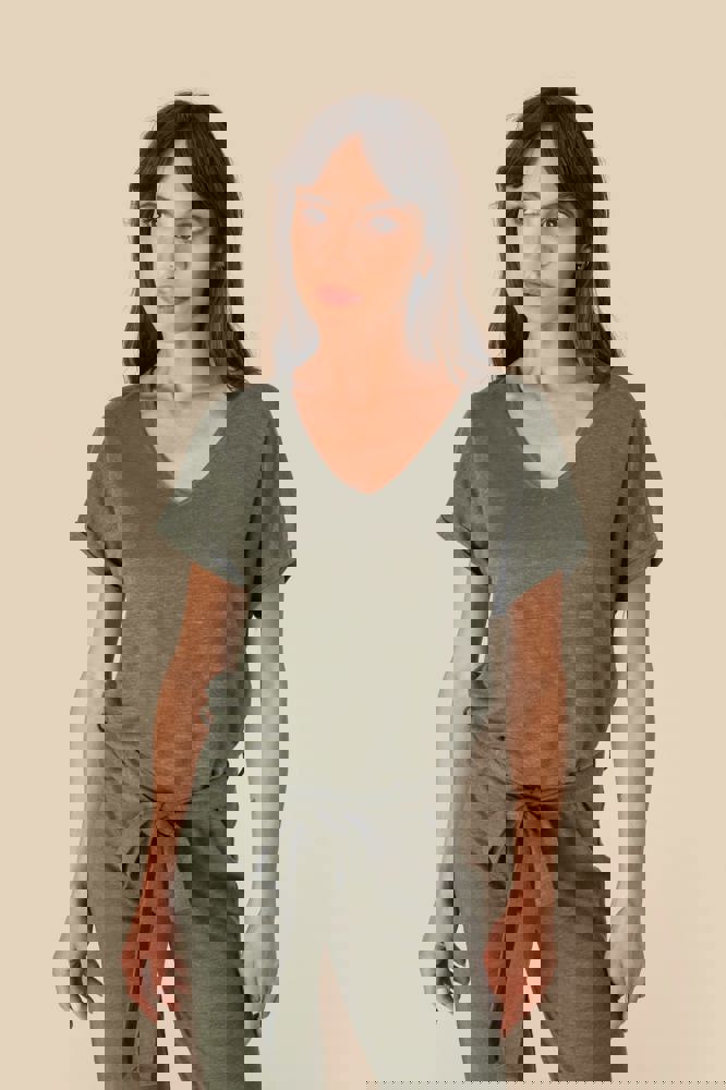 SP5004 - Overall aus Leinenstrickstoff mit kurzen Ärmeln für Damen