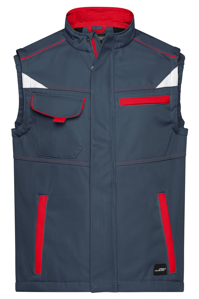 Workwear Softshell Vest - COLOR - - Carbon/red (ca. Pantone 445C
200C)