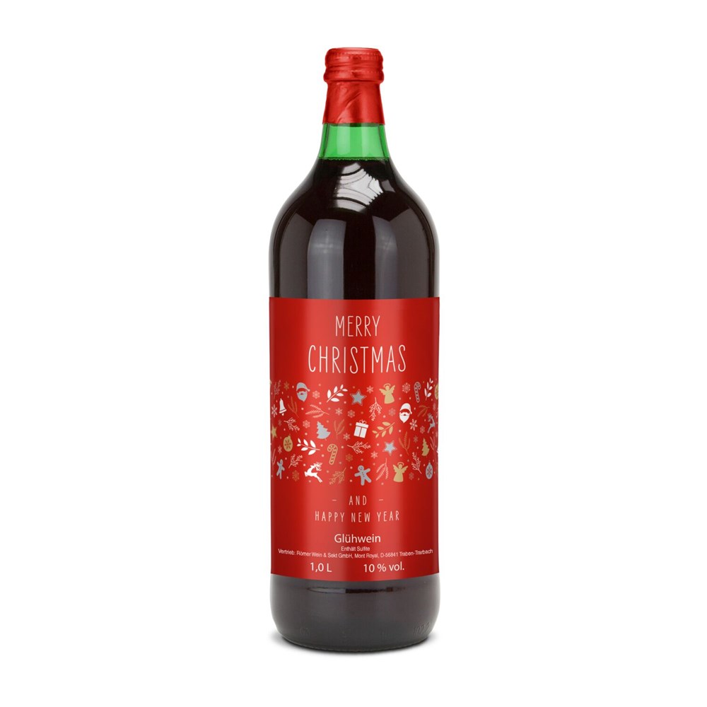Glühwein - Flasche grün, mit Schraubverschluss, 1 l - individuelles Etikett Glühwein - Flasche grün, mit Schraubverschluss, 1 l - individuelles Etikett