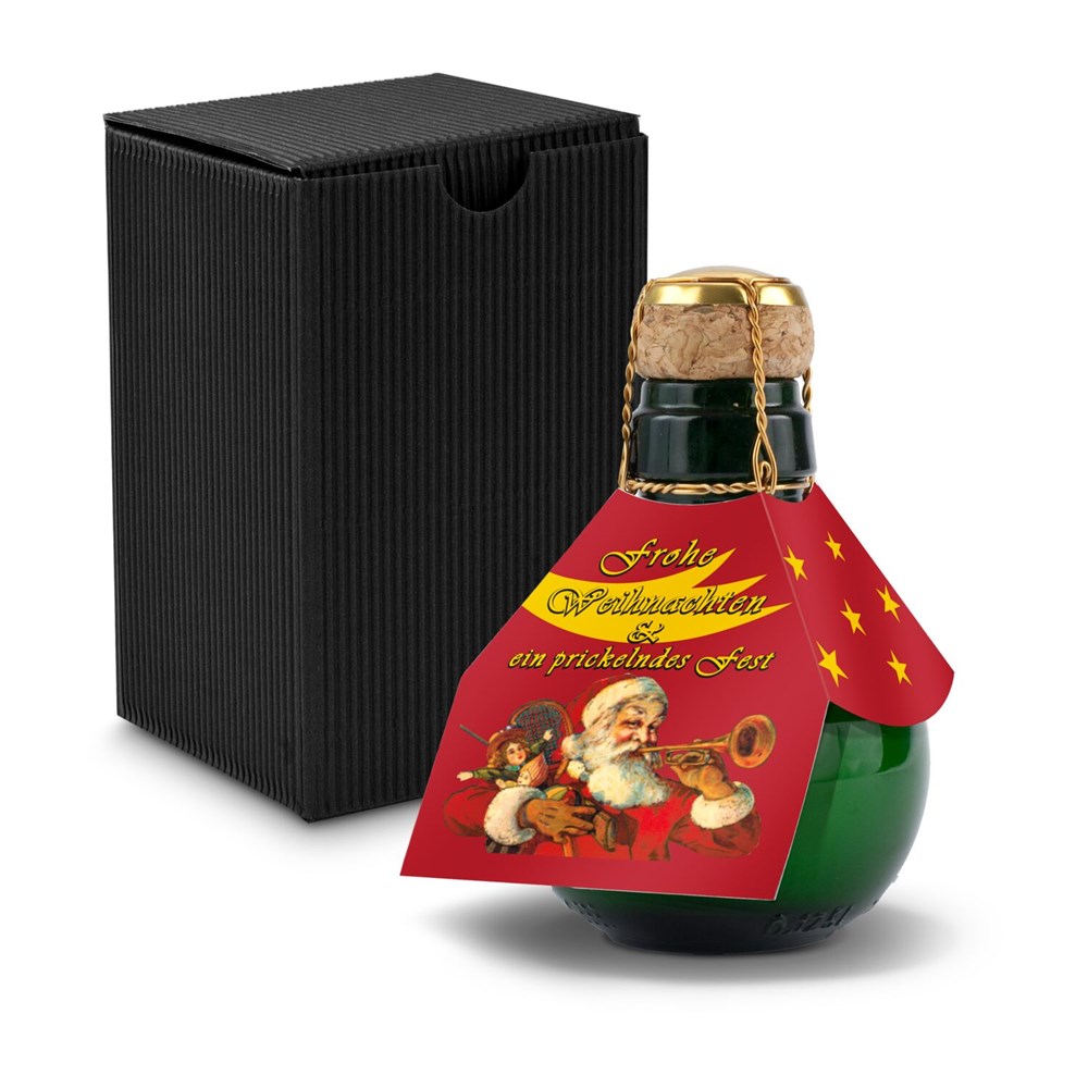Kleinste Sektflasche der Welt! Weihnachtsgruß - Inklusive Geschenkkarton in Schwarz, 125 ml Kleinste Sektflasche der Welt! Weihnachtsgruß - Inklusive Geschenkkarton in Schwarz, 125 ml