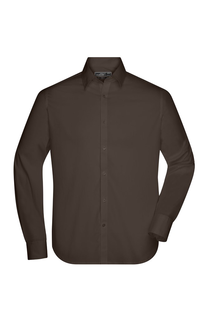 Men's Shirt Slim Fit Long - Brown (ca. Pantone 4695U)