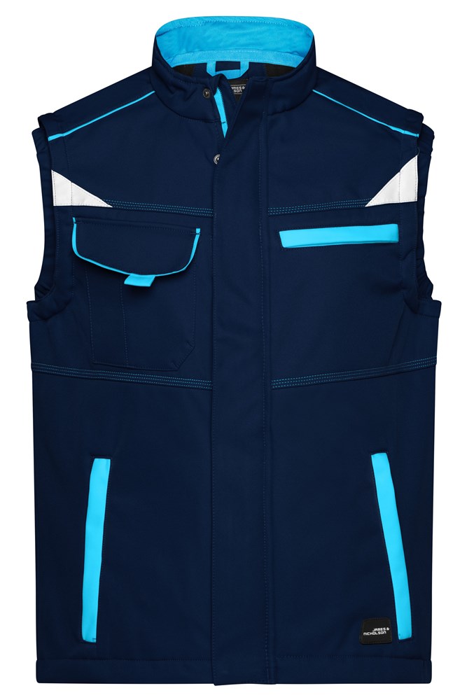 Workwear Softshell Vest - COLOR - - Navy/turquoise (ca. Pantone 296C
312C)