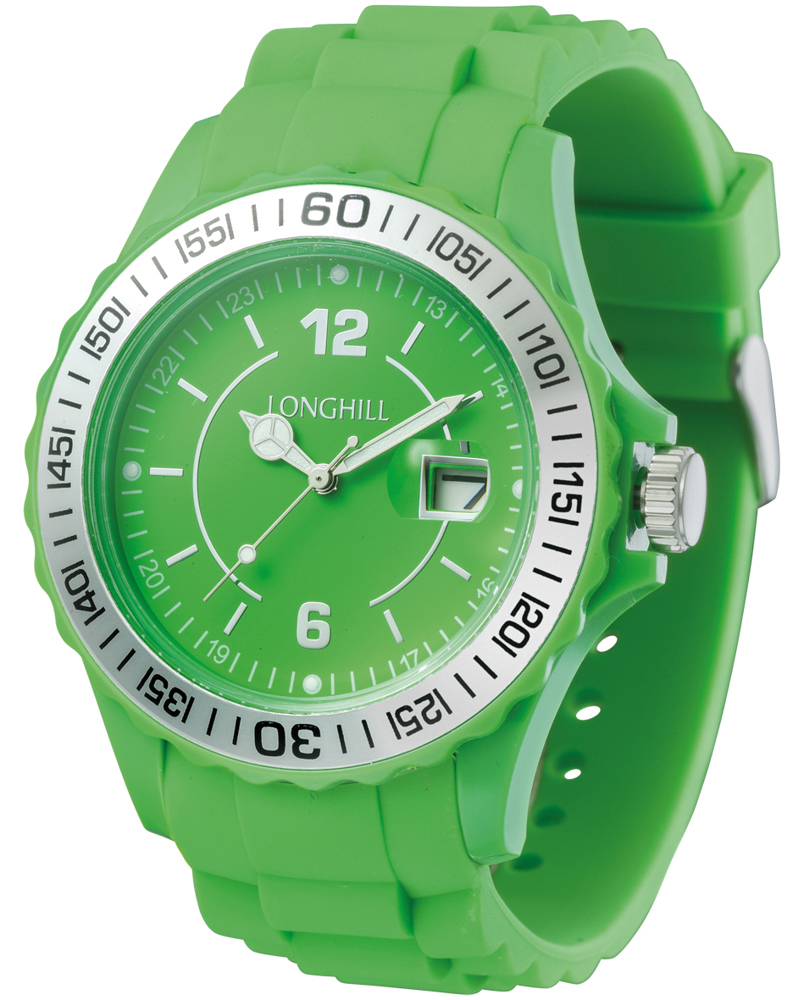 Kunststoffuhr LOGI SILBER - Grün