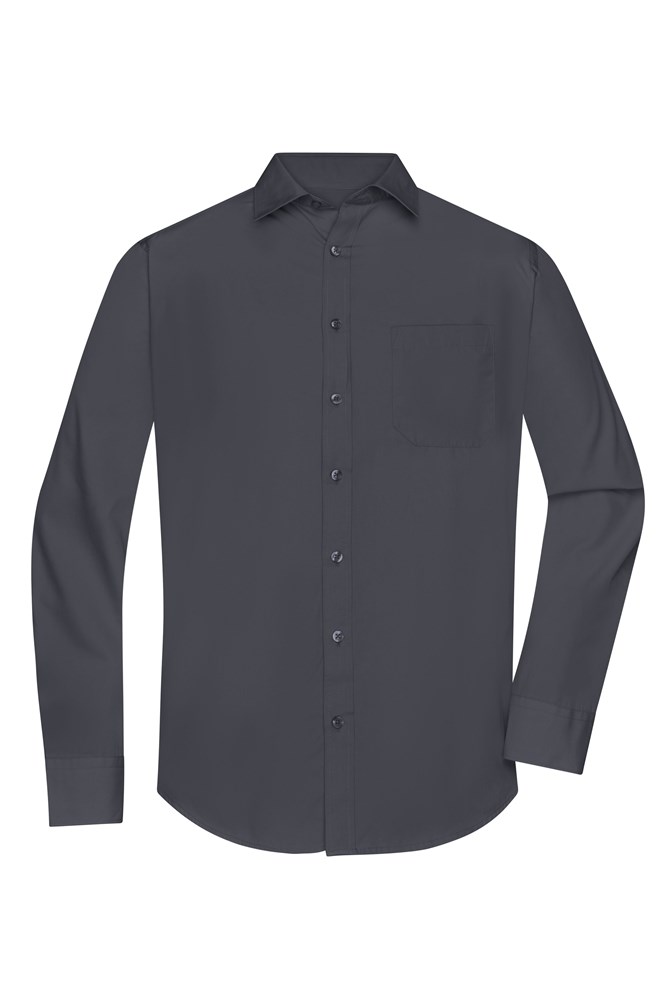 Men's Shirt Longsleeve Poplin - Carbon (ca. Pantone 425U)
