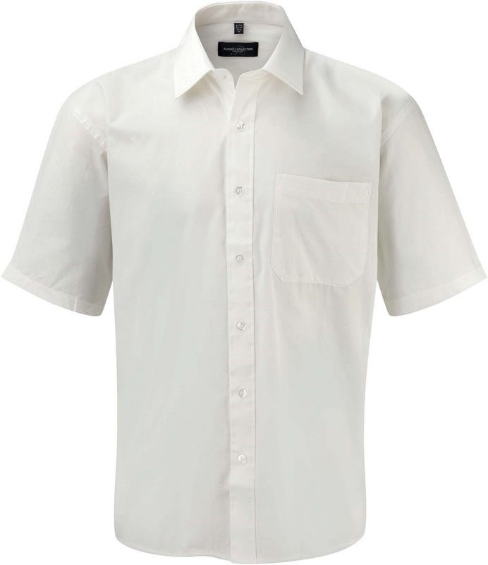 Russell Men's Ss Pure Cotton Easy Care Poplin Shirt - Weiß
